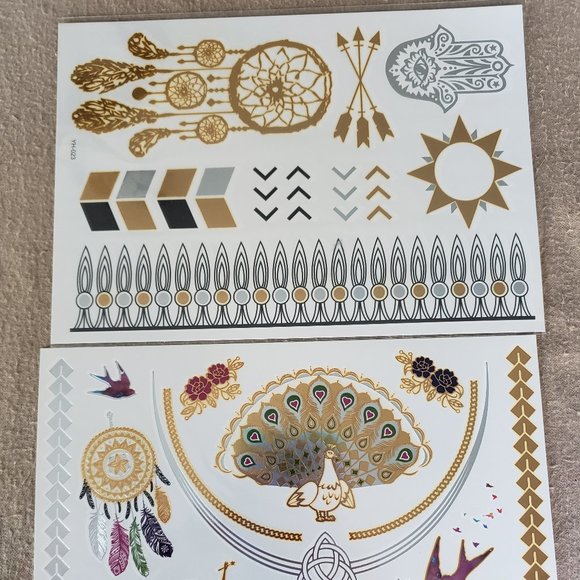 3 sheets Golden Silver Temporary Tattoo - Picture 6 of 13
